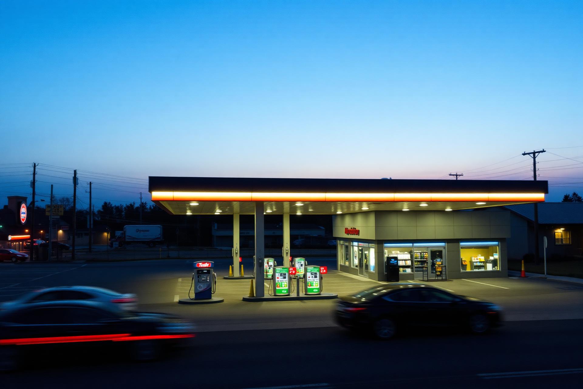 Gas station at dusk